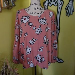 Alfani Pink Floral Blouse Long Sleeve Top